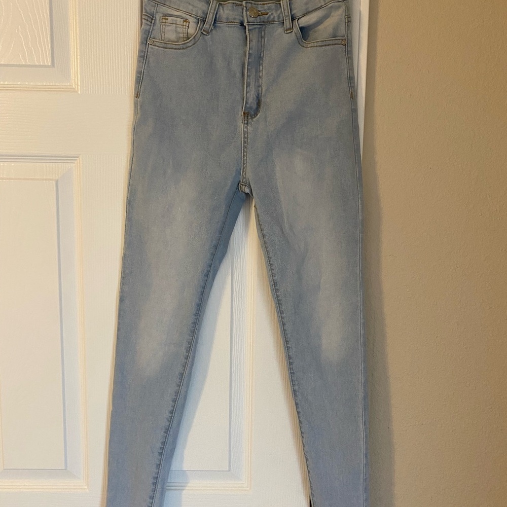 Shein Women's High Rise Skinny Jeans Light Wash Medium